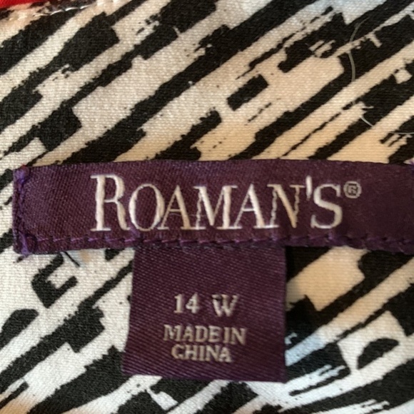 NWOT Roaman’s Jewel Neck A Line Dress Size 14 Black & White Short Sleeve Dress - Picture 4 of 8